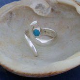 silver curl ring with turquoise